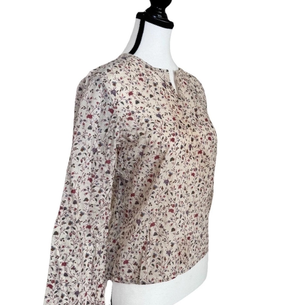 Vintage Polo Jeans Co Ralph Lauren XS Floral Blouse Cotton Long Sleeve Cream Y2K - Picture 4 of 8